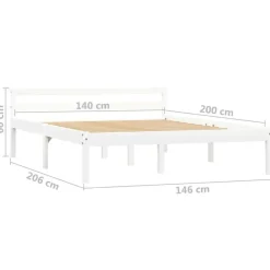 vidaXL - Bed frame met hoofdeinde - Wit - Massief grenenhout - 140x200 cm