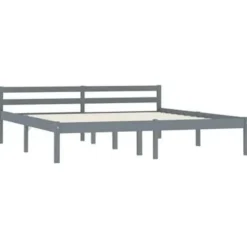 2-Persoons Bedden-vidaXL - Bed frame met hoofdeinde - Grijs - Massief grenenhout - 160x200 cm