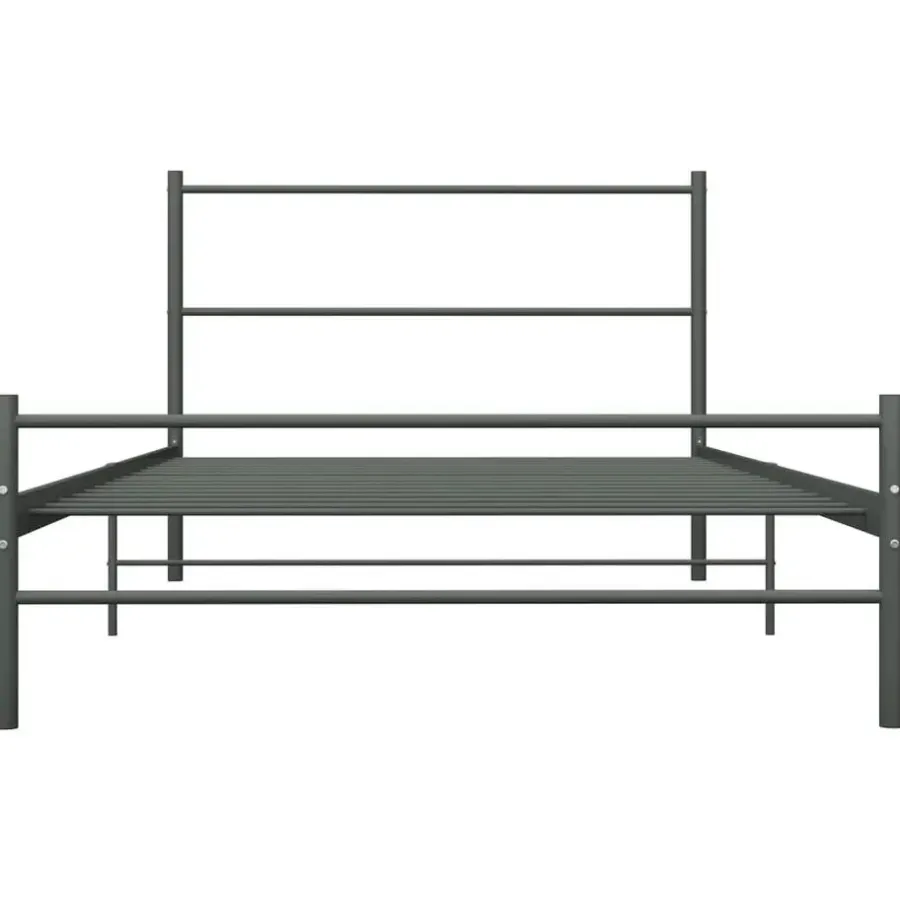 vidaXL - Bed frame met hoofdeinde - Grijs - Metaal - 90x200 cm
