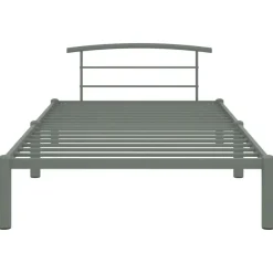 1-Persoons Bedden-vidaXL - Bed frame met hoofdeinde - Grijs - Metaal - 90x200 cm