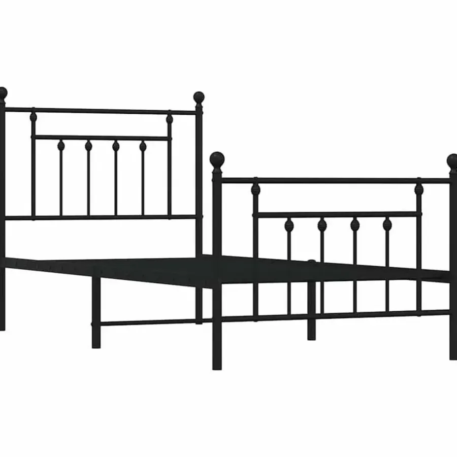 1-Persoons Bedden-vidaXL - Bed frame met hoofd- en voeteneinde - Zwart - Metaal - 90x190 cm