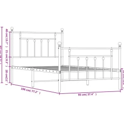 1-Persoons Bedden-vidaXL - Bed frame met hoofd- en voeteneinde - Zwart - Metaal - 90x190 cm