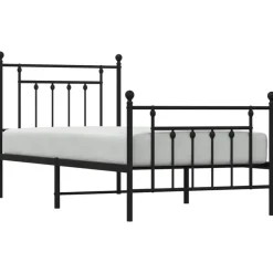 1-Persoons Bedden-vidaXL - Bed frame met hoofd- en voeteneinde - Zwart - Metaal - 90x190 cm