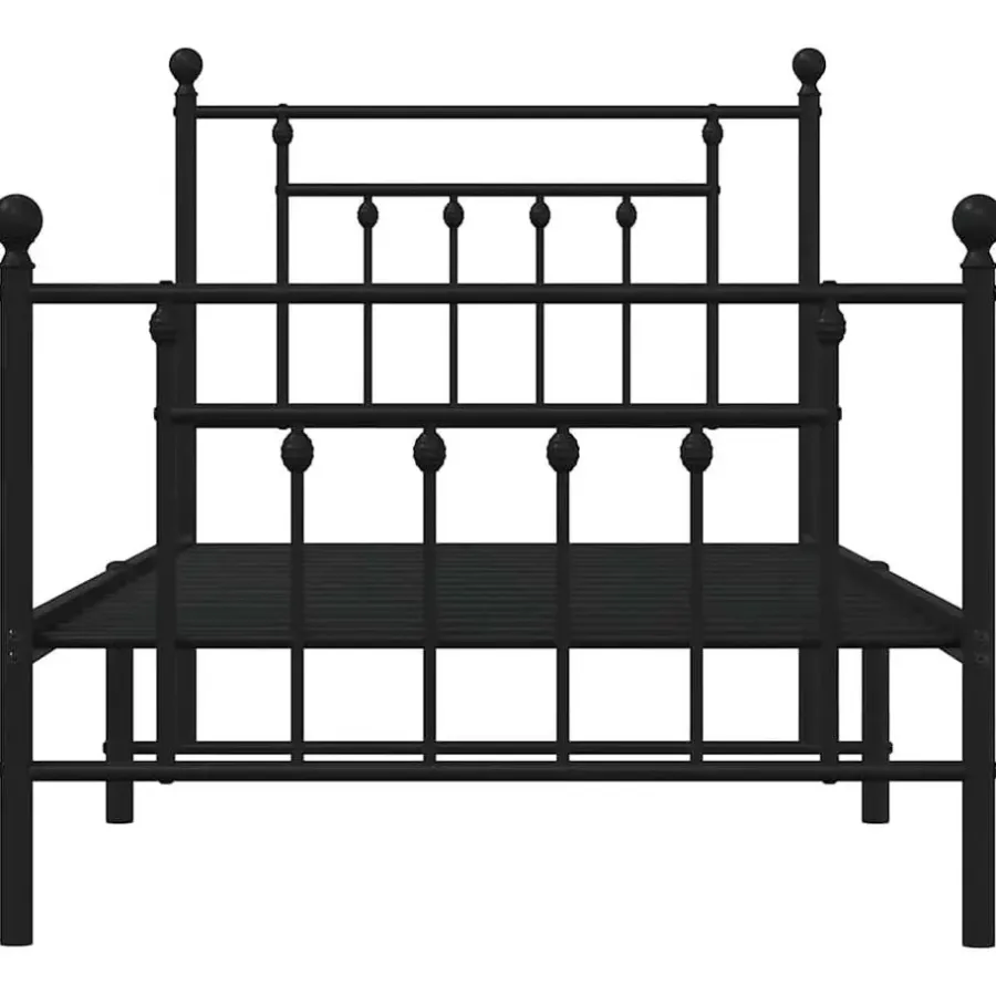1-Persoons Bedden-vidaXL - Bed frame met hoofd- en voeteneinde - Zwart - Metaal - 90x190 cm