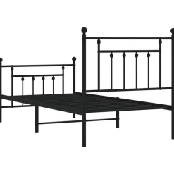 1-Persoons Bedden-vidaXL - Bed frame met hoofd- en voeteneinde - Zwart - Metaal - 90x190 cm