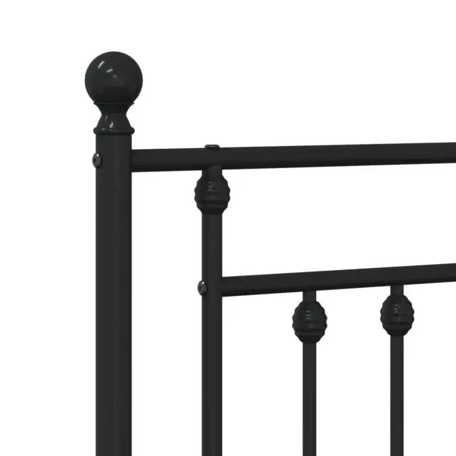 1-Persoons Bedden-vidaXL - Bed frame met hoofd- en voeteneinde - Zwart - Metaal - 90x190 cm