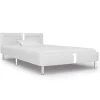 1-Persoons Bedden-vidaXL - Bed frame met hoofdeinde - LED - Wit -kunstleer - 90x200 cm