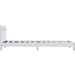 1-Persoons Bedden-vidaXL - Bed frame met hoofdeinde - LED - Wit -kunstleer - 90x200 cm