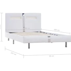 1-Persoons Bedden-vidaXL - Bed frame met hoofdeinde - LED - Wit -kunstleer - 90x200 cm