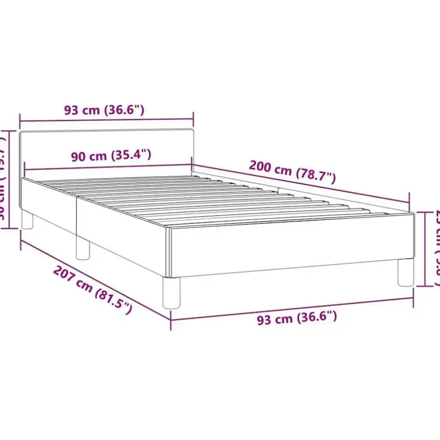 vidaXL - Bed frame met hoofdeinde zonder matras - Zwart - Fluweel - 90x200 cm