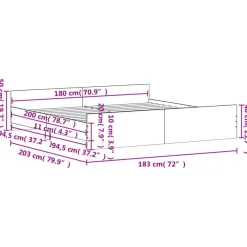 vidaXL - Bed frame met hoofd- en voeteneinde - Gerookt eiken - 180x200 cm