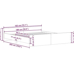 vidaXL - Bed frame met hoofd- en voeteneinde - Gerookt eiken - 180x200 cm