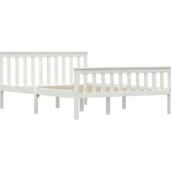 Twijfelaars-vidaXL - Bed frame met hoofdeinde - Wit - Massief grenenhout - 140x200 cm