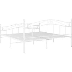 vidaXL - Bed frame met hoodfbord en lattenbodem - Wit - Metaal - 140x200 cm