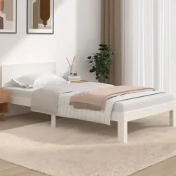 vidaXL - Bed frame met hoofdbord - Wit - Massief grenenhout - 100x200 cm
