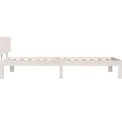 vidaXL - Bed frame met hoofdbord - Wit - Massief grenenhout - 100x200 cm