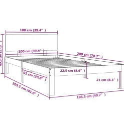 vidaXL - Bed frame met hoofdbord - Wit - Massief grenenhout - 100x200 cm