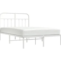 Twijfelaars-vidaXL - Bed frame met hoofdbord - Wit - Metaal - 120x200 cm