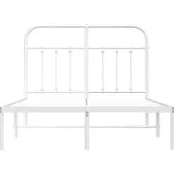 Twijfelaars-vidaXL - Bed frame met hoofdbord - Wit - Metaal - 120x200 cm