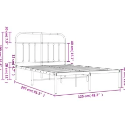 Twijfelaars-vidaXL - Bed frame met hoofdbord - Wit - Metaal - 120x200 cm