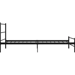 1-Persoons Bedden-vidaXL - Bed frame met hoofdeinde en lanttenbodem - Zwart - Metaal - 90x200 cm