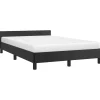 Twijfelaars-vidaXL - Bed frame met hoofdeinde zonder matras - Zwart - Kunstleer - 120x200 cm