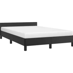 Twijfelaars-vidaXL - Bed frame met hoofdeinde zonder matras - Zwart - Kunstleer - 120x200 cm