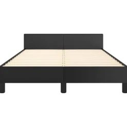 Twijfelaars-vidaXL - Bed frame met hoofdeinde zonder matras - Zwart - Kunstleer - 120x200 cm