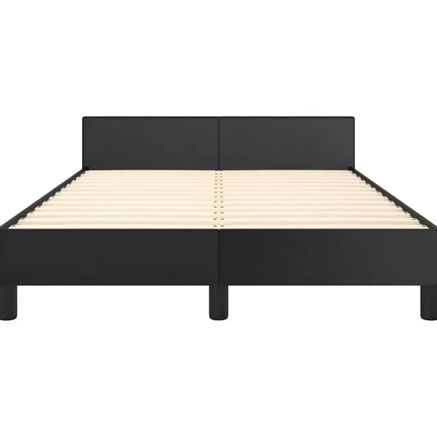 Twijfelaars-vidaXL - Bed frame met hoofdeinde zonder matras - Zwart - Kunstleer - 120x200 cm