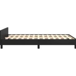 Twijfelaars-vidaXL - Bed frame met hoofdeinde zonder matras - Zwart - Kunstleer - 120x200 cm