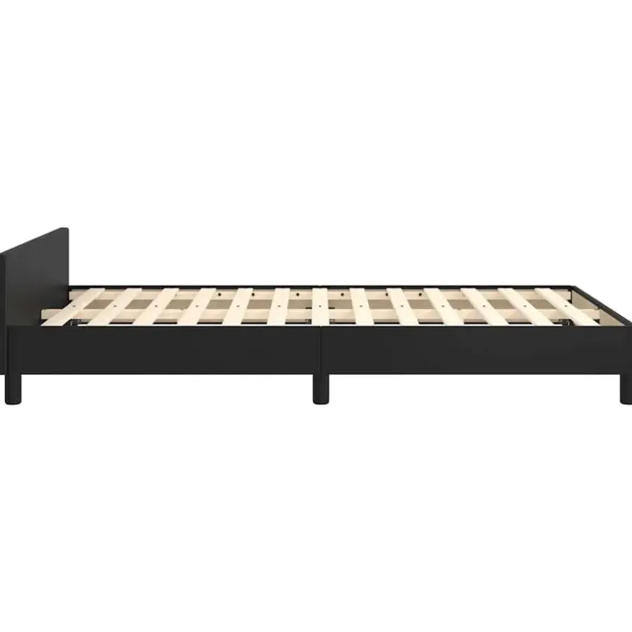Twijfelaars-vidaXL - Bed frame met hoofdeinde zonder matras - Zwart - Kunstleer - 120x200 cm