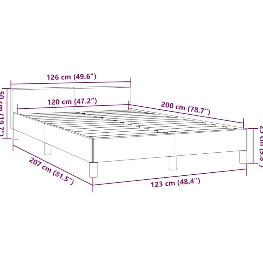 Twijfelaars-vidaXL - Bed frame met hoofdeinde zonder matras - Zwart - Kunstleer - 120x200 cm
