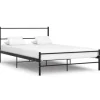 Twijfelaars-vidaXL - Bed frame met hoofdbord - Zwart - Metaal - 120x200 cm