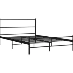 Twijfelaars-vidaXL - Bed frame met hoofdbord - Zwart - Metaal - 120x200 cm