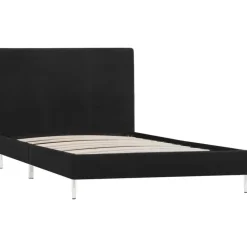 1-Persoons Bedden-vidaXL - Bed frame met hoofdeinde - Zwart - Stof - 90x200 cm