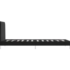 1-Persoons Bedden-vidaXL - Bed frame met hoofdeinde - Zwart - Stof - 90x200 cm