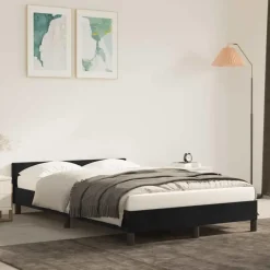 Twijfelaars-vidaXL - Bed frame met hoofdeinde - Zwart - Fluweel - 120 x 200 cm