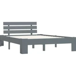 vidaXL - Bed frame met hoofdbord - Grijs - Massief grenenhout - 120x200 cm