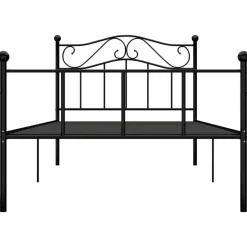 vidaXL - Bed frame met hoofdeinde en lattenbodem - Zwart - Metaal - 90x200 cm