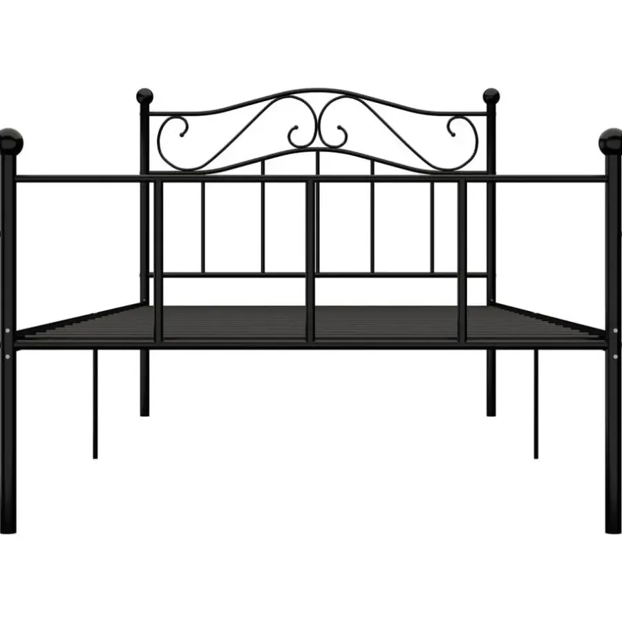 vidaXL - Bed frame met hoofdeinde en lattenbodem - Zwart - Metaal - 90x200 cm
