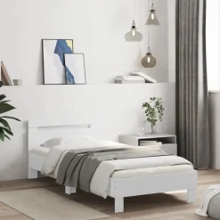 vidaXL - Bed frame met hoofdbord - Wit - Bewerkt hout - 100x200 cm