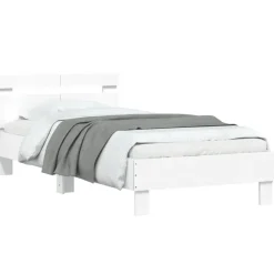 vidaXL - Bed frame met hoofdbord - Wit - Bewerkt hout - 100x200 cm