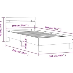 vidaXL - Bed frame met hoofdbord - Wit - Bewerkt hout - 100x200 cm