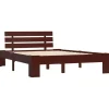Twijfelaars-vidaXL - Bed frame met hoofdbord - Donkerbruin - Massief grenenhout - 120x200 cm