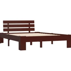 Twijfelaars-vidaXL - Bed frame met hoofdbord - Donkerbruin - Massief grenenhout - 120x200 cm