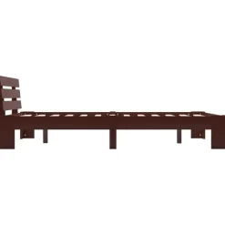 Twijfelaars-vidaXL - Bed frame met hoofdbord - Donkerbruin - Massief grenenhout - 120x200 cm