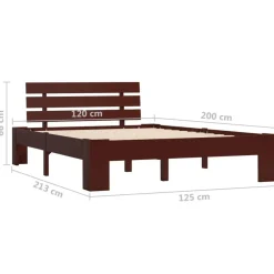 Twijfelaars-vidaXL - Bed frame met hoofdbord - Donkerbruin - Massief grenenhout - 120x200 cm