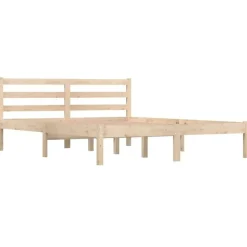 Twijfelaars-vidaXL - Bed frame met hoofdeinde - Naturel - Massief grenenhout - 140x190 cm