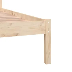 Twijfelaars-vidaXL - Bed frame met hoofdeinde - Naturel - Massief grenenhout - 140x190 cm