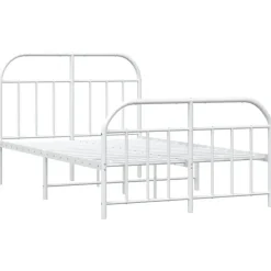 Twijfelaars-vidaXL - Bed frame met hoofd- en voeteneinde - Wit - Metaal - 120x200 cm